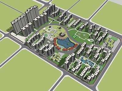 现代简约小区景观 小区景观 居住区景观 小区 居住区 社区景观