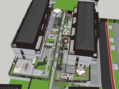 现代新中式别墅庭院 示范区庭院景观 新中式示范区景观