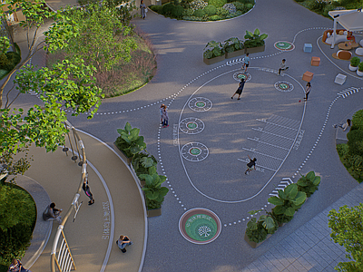 现代轻奢住宅区景观 登高场地 中学体测 活动场地