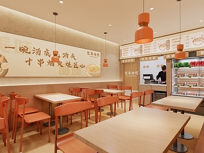 现代新中式快餐店 米线店 小吃快餐店明档