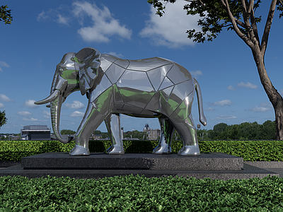 现代雕塑 不锈钢动物雕塑 景观雕塑小品 不锈钢大象 大象景观小品 动物小品