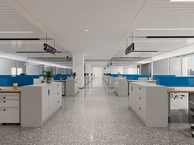 现代简约办公区 办公区 办公大厅 办公室