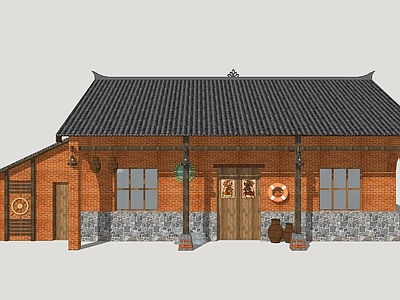 新中式乡村民房 渔家乐 乡村民居建筑 乡土建筑 农家乐 红砖房子