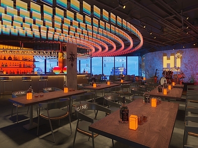 现代工业其他餐饮空间 酒吧西餐厅
