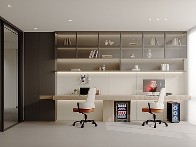 现代简约开放式书房 现代书房