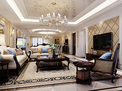 美式欧式别墅客厅 会客室