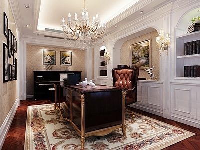 欧式美式书房 开放式书房