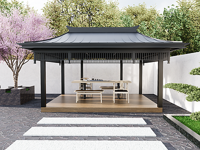 新中式中式亭子 户外休闲凉亭 新中式铝合金凉亭 花园休闲凉亭 现代户外休闲凉亭 人字顶户外凉亭