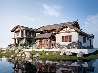 现代民宿建筑 新中式民宿建筑 乡村民房 民宿酒店建筑