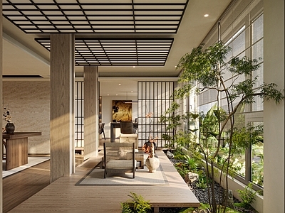 侘寂原木工作室 办公室休闲区 家庭办公室 园林式办公 小型办公室 花园式办公