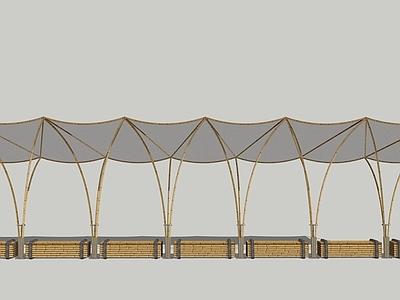 新中式艺术装置 竹艺廊架 天幕 休憩装置 营地装置 网红小品