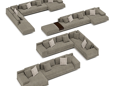 现代多人沙发 多人沙发 休闲沙发 豆腐块沙发 毛毛虫沙发