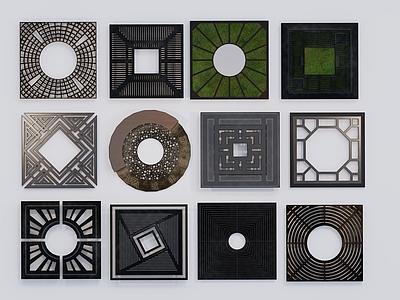 现代新中式其他景观小品 现代景观树穴 现代树篦子 现代树池