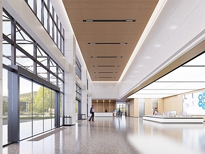 现代办公大堂 现代办公大堂 办公大厅 展示大厅 城市展厅 展示门厅