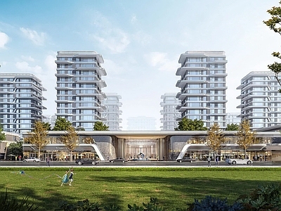 现代高层住宅 西安豪宅 招商序 四代住宅小区 示范区 曲线立面