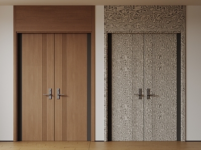 现代中古双开门 极简平开门 入户门 防盗门 通顶对开门 大门