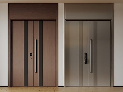 现代中古双开门 极简平开门 入户门 防盗门 通顶对开门 大门