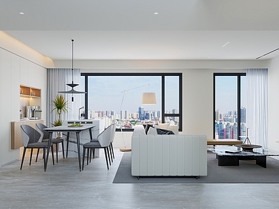 现代家居客厅 无主灯客厅