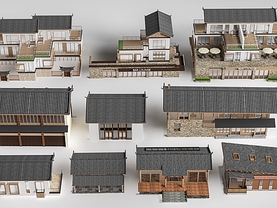 现代其他景观小建筑 新中式民宿建筑