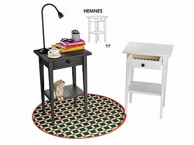 北欧简约床头柜 宜家抽屉床边木柜 方形床头柜 成人床头柜 IKEA圣诞圆地 hemnes