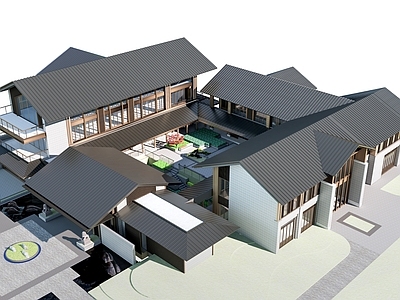 新中式其他景观小建筑 新中式示范区建筑