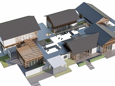 新中式其他景观小建筑 建筑 会所建筑