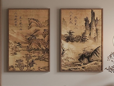中式禅意挂画 山水画 挂画组合 国画 字画