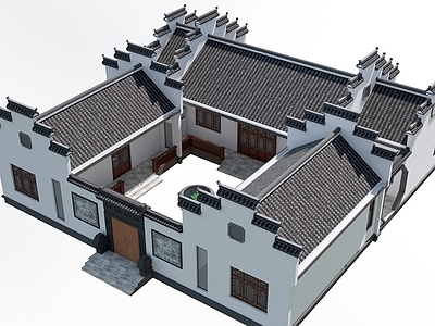 新中式其他景观小建筑 中式四合院建筑 中式院落