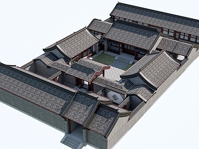 中式四合院 四合院建筑 中式院落