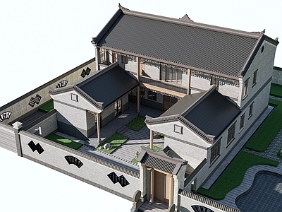 中式其他景观小建筑 中式四合院建筑 中式院落
