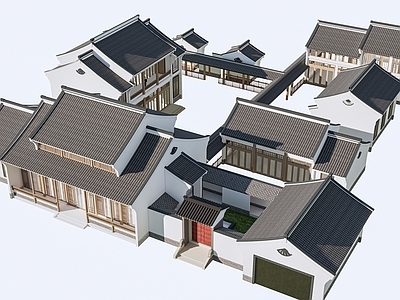 中式其他景观小建筑 中式四合院建筑