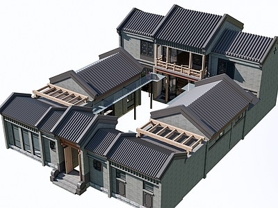 中式其他景观小建筑 中式建筑 四合院建筑