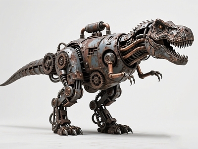 复古工业艺术装置 景观装置 恐龙雕塑 工业风雕塑 恐龙 雕塑