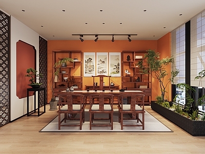 新中式原木茶水间 茶室 办公室 品茶区