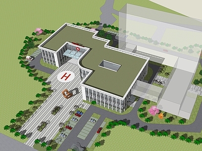 现代简约医院建筑 医院 多层医院 医疗建筑 中心医院 养老院