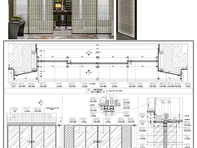 综合门节点 感应门 电动门 艺术玻璃门 展厅电动门 门节点 施工图