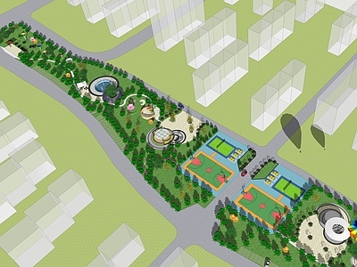 现代简约景观公园 景观公园 公园 滨水景观 口袋公园 社区公园