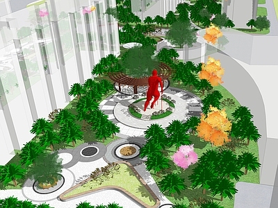 现代简约教育校园景观 校园景观 口袋公园 景观广场 广场 文化广场