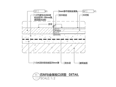 现代收口节点 石材与金属收口 施工图