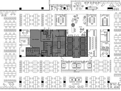 现代整体办公空间 办公 开放办公 会议室 茶水区 写字楼 施工图
