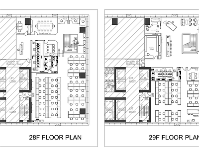 现代整体办公空间 双层办公 夹层办公 两层办公 楼梯 办公 施工图