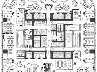 现代整体办公空间 开放办公 休闲区 楼梯 茶水 共享办公 施工图