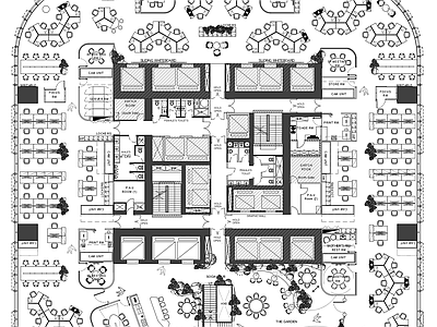现代整体办公空间 活动休闲 茶水 艺术楼梯 开放办公 共享办公 施工图