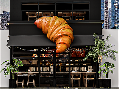 现代极简西餐厅 网红西餐厅 网红打卡面包店 网红甜品店门头 网红面包艺术装置 网红餐厅门头