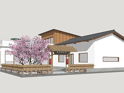 新中式民宿建筑 山地民宿建筑 乡村民宿 乡村庭院 桃花坞民宿 民居改造民宿