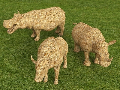 现代新中式景观雕塑 茅草雕塑 动物雕塑 农田雕塑 农田拍照打卡 农场雕塑