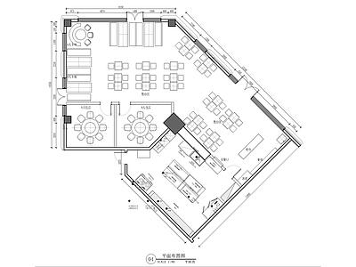 现代烧烤店 龙总烧烤平面施 施工图