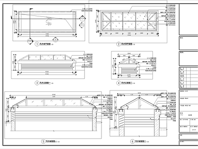 外立面装饰构件 人防出入口 车库出入口廊架 玻璃风井装饰 玻璃采光井 施工图