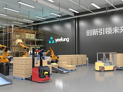 现代生产车间 智能工厂 智能制造 自动化流水线