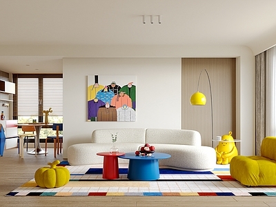 现代家居客厅 无主灯客厅 包豪斯客厅 客餐厅